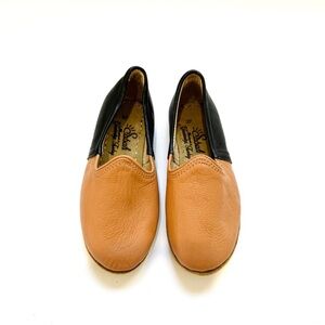 Sabah kids leather slip ons  Black and Tan Leather Loafers NWT